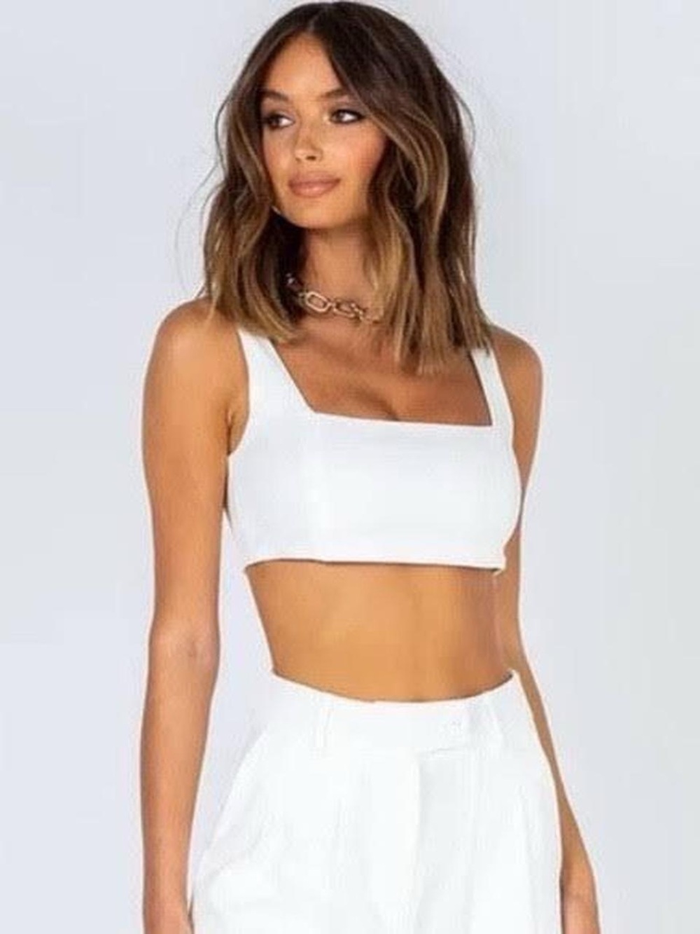 Princess Polly White Huxley Square Neck Crop Top with side zipper Size 0 

Prist
